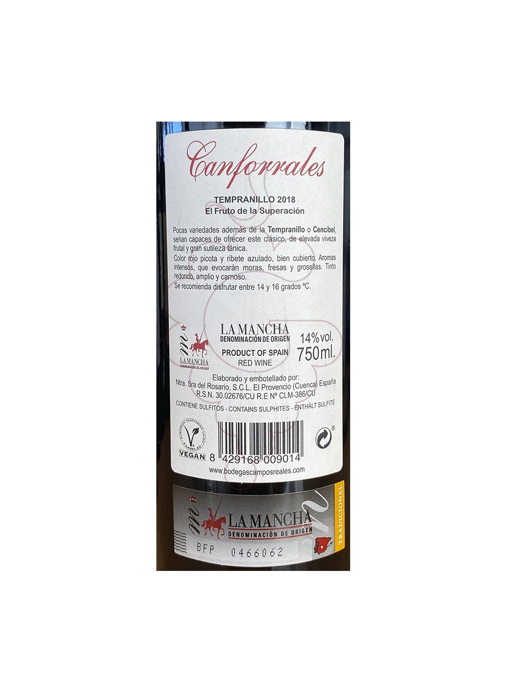 Photo Canforrales Tempranillo red wine