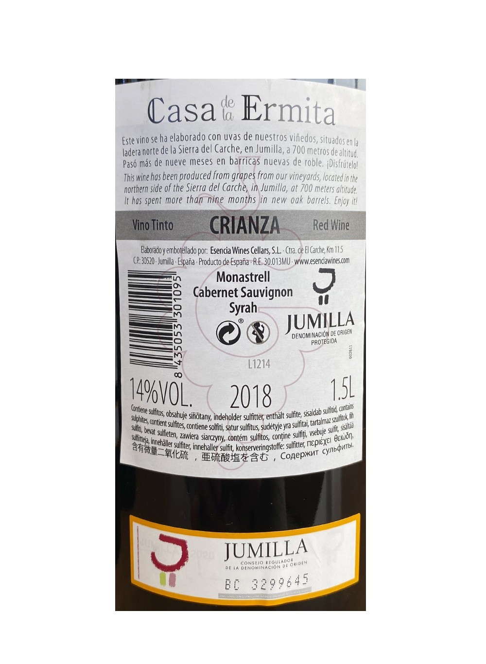 Photo Casa de la Ermita Crianza Magnum red wine