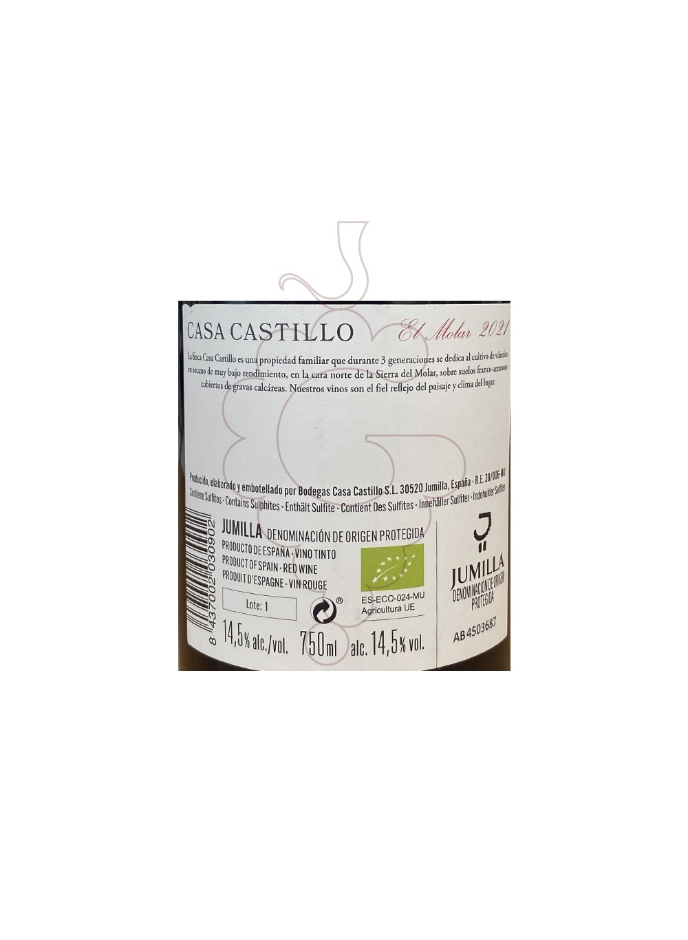 Photo El Molar red wine