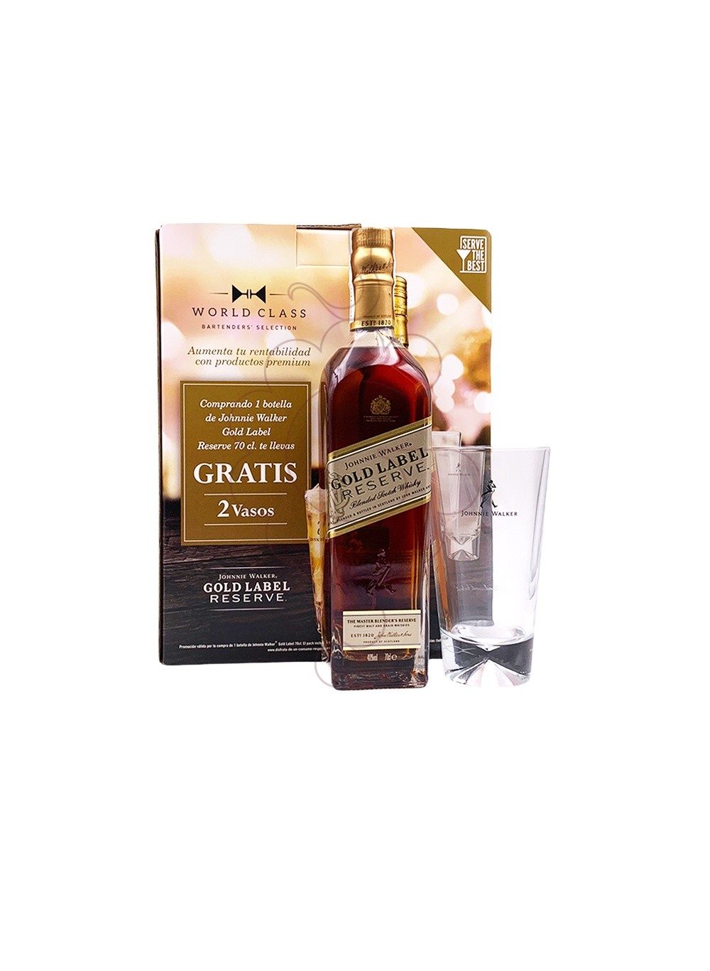 Photo Whisky Johnnie Walker Gold Pack (1 u + 2 glasses)